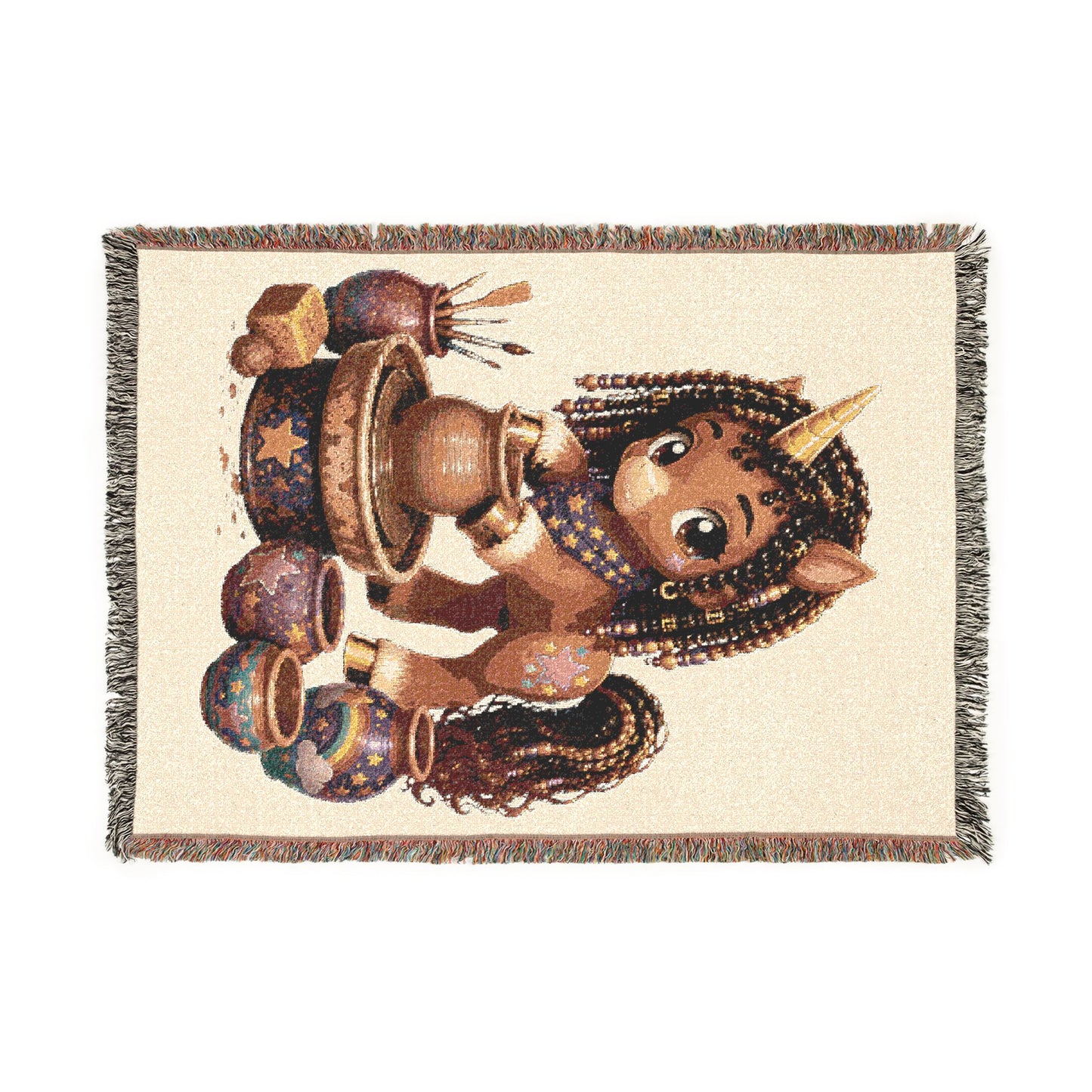 Crafting Chloe The Unicorn Potter 100% Cotton Woven Throw Blanket Original Artwork Heirloom Keepsake Unicorns4everyone