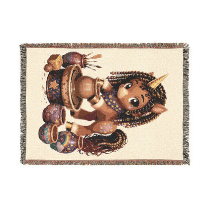 Crafting Chloe The Unicorn Potter 100% Cotton Woven Throw Blanket Original Artwork Heirloom Keepsake Unicorns4everyone