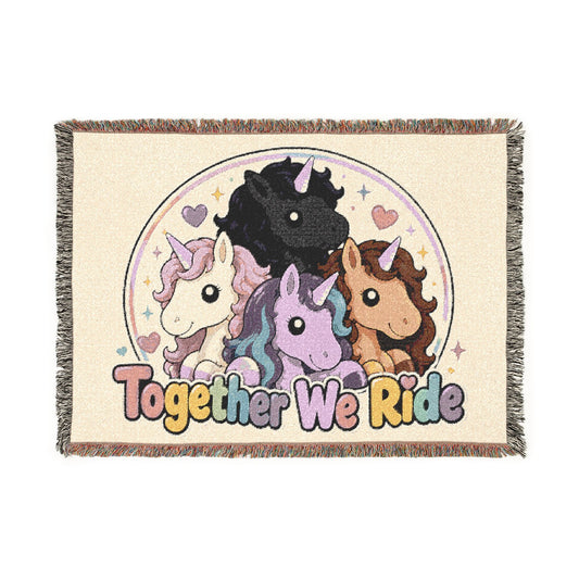 Friendship Club Unicorn Throw Blanket — Celebrate your heritage Unicorns4everyone Woven Fringe Blanket