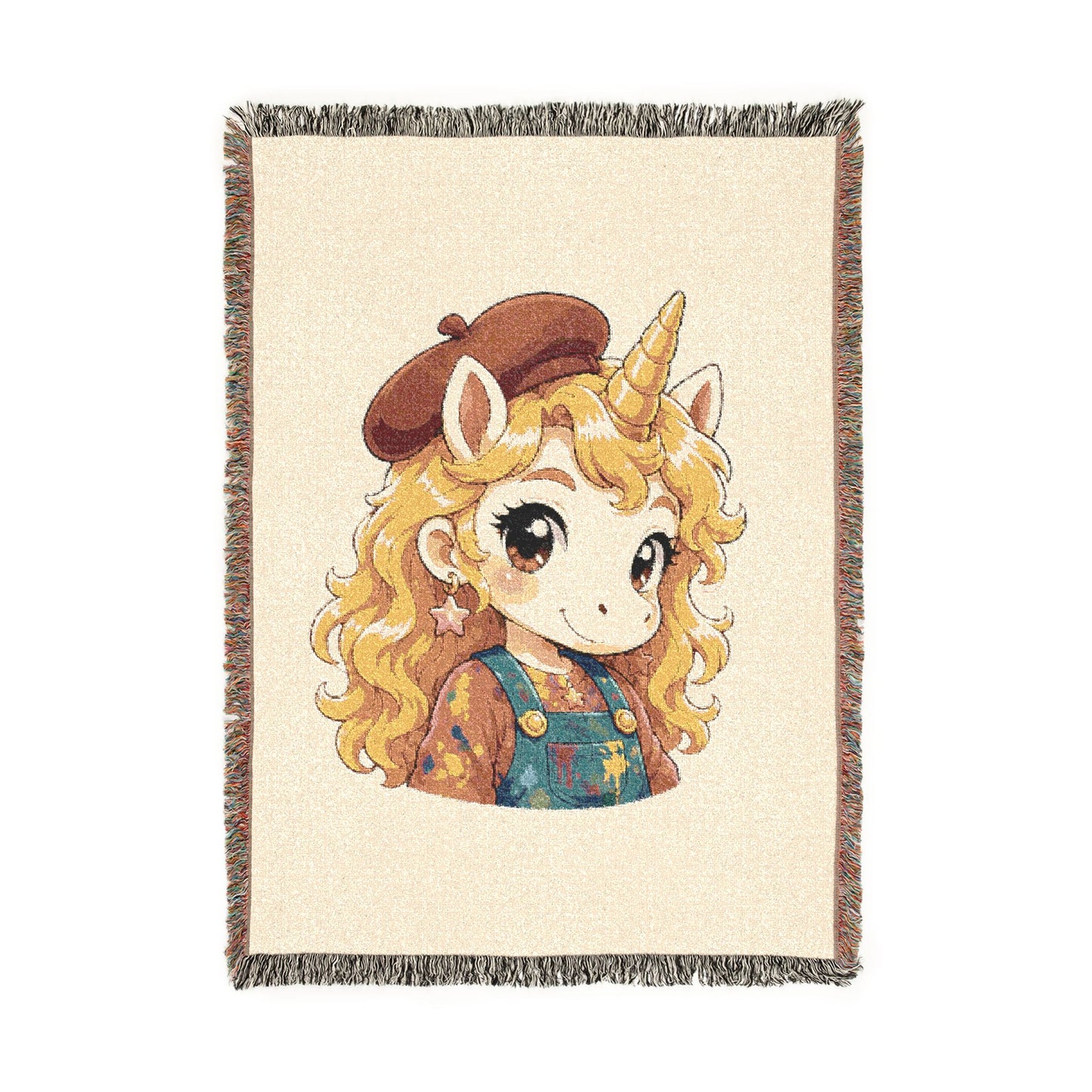 Little Painting Poppy 100% Cotton Woven Throw Blanket Original Artwork Heirloom Keepsake Unicorns4everyone