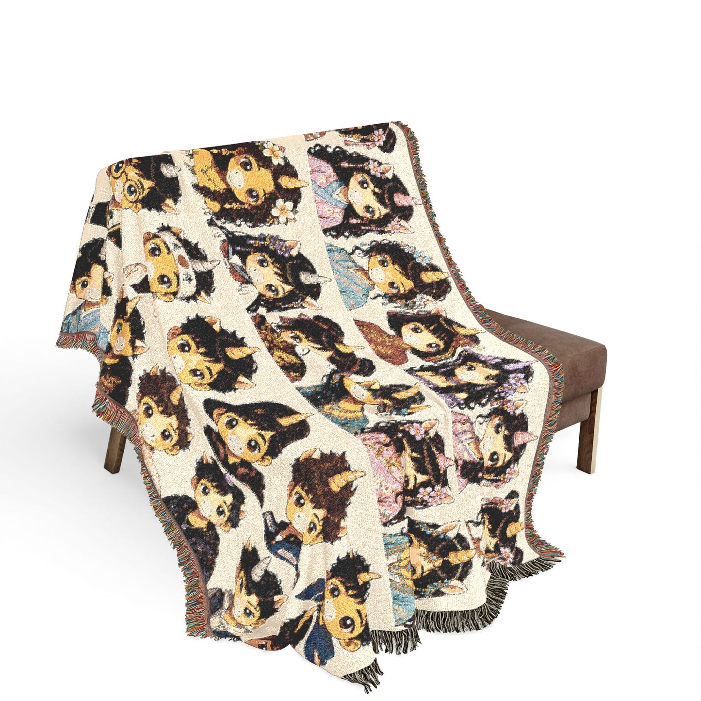 World Traveler East Asia Unicorn Crew 100% Cotton Woven Throw Original Artwork Heirloom Keepsake