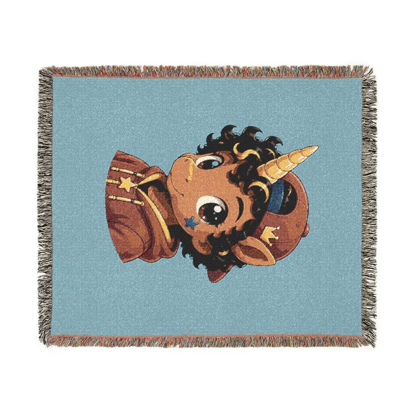 Little Rockstar Jett 100% Cotton Woven Throw Blanket Original Artwork Heirloom Keepsake Unicorns4everyone