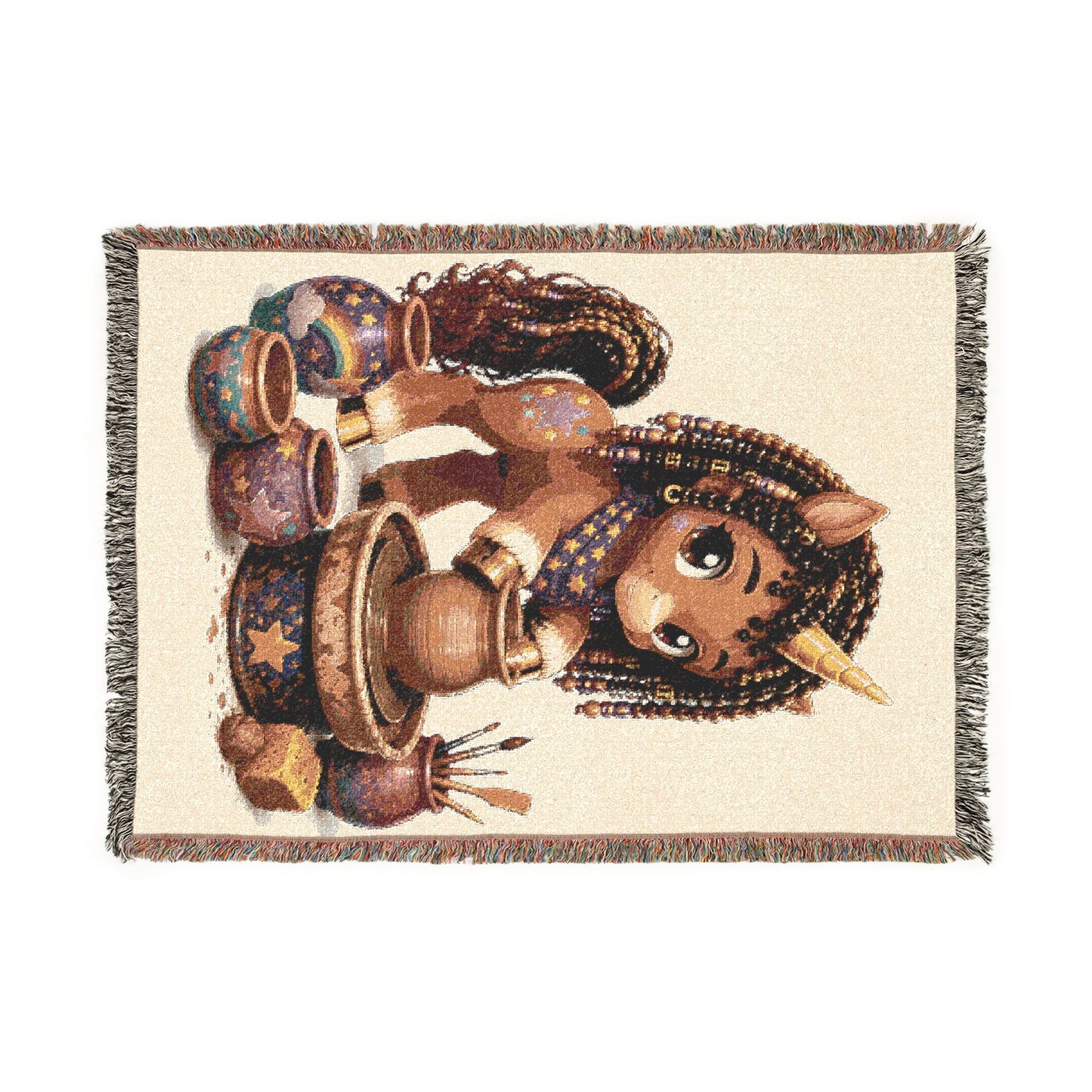 Crafting Chloe The Unicorn Potter 100% Cotton Woven Throw Blanket Original Artwork Heirloom Keepsake Unicorns4everyone
