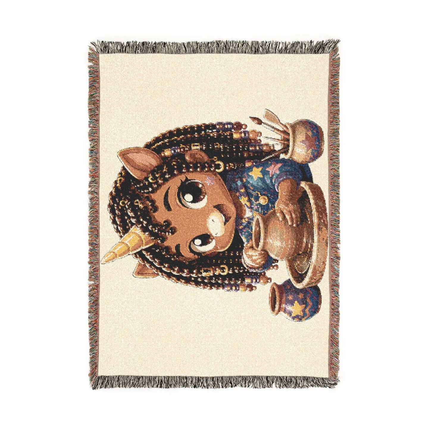 Little Crafting Chloe 100% Cotton Woven Throw Blanket Original Artwork Heirloom Keepsake Unicorns4everyone