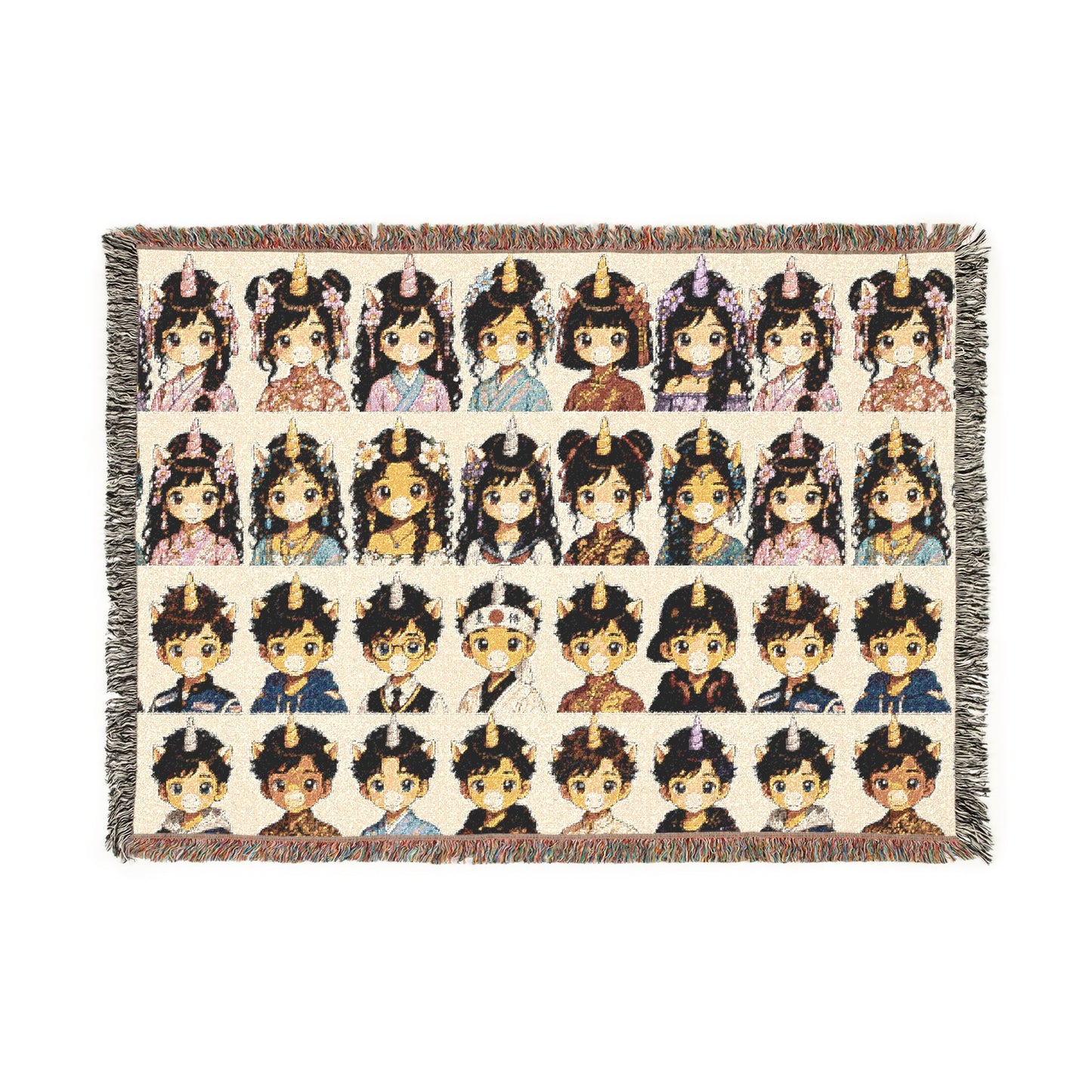 World Traveler East Asia Unicorn Crew 100% Cotton Woven Throw Original Artwork Heirloom Keepsake