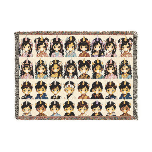 World Traveler East Asia Unicorn Crew 100% Cotton Woven Throw Original Artwork Heirloom Keepsake