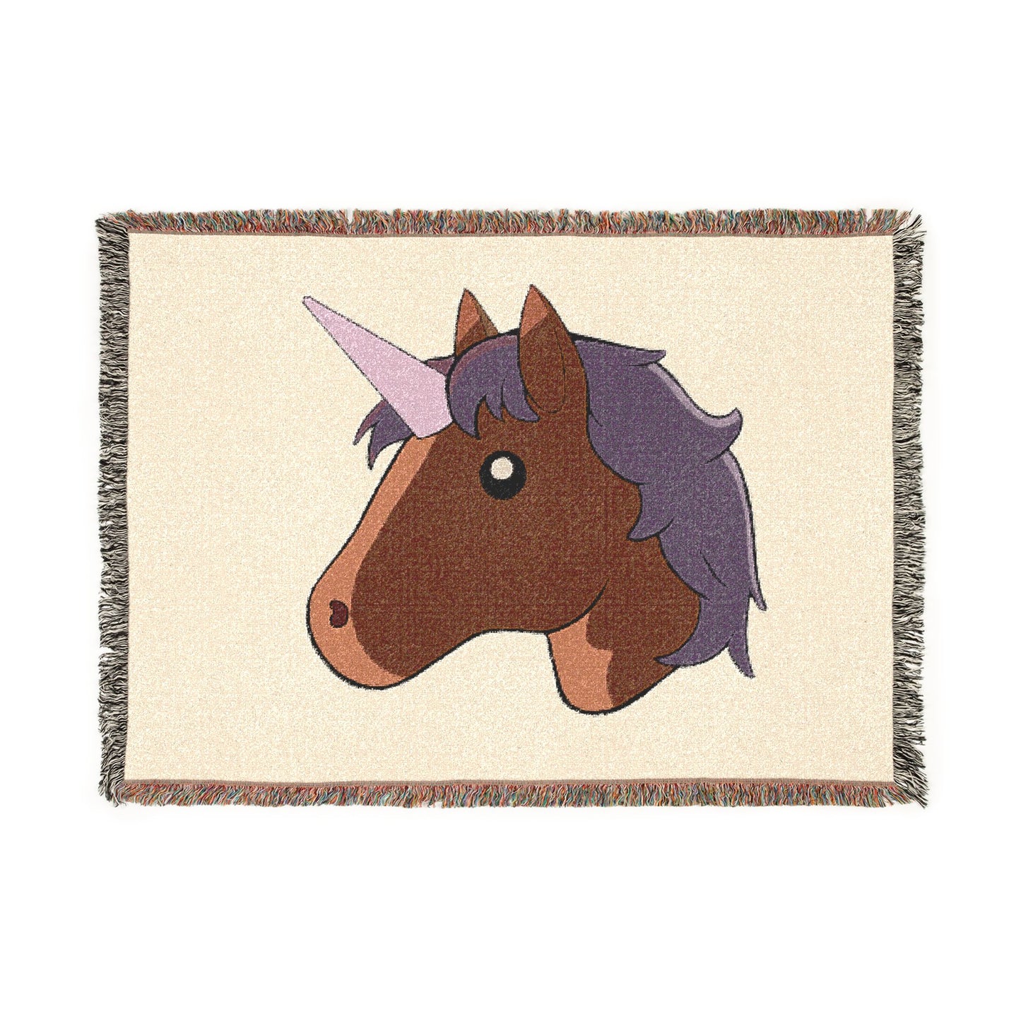 Brown Unicorn Throw Blanket — Cute Black Unicorns4everyone Woven Fringe Blanket