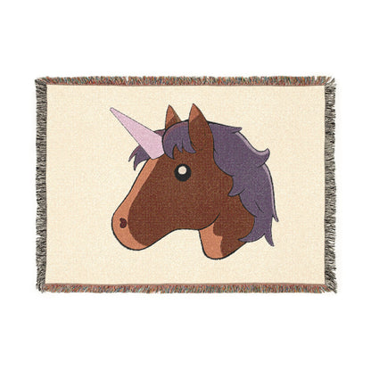 Brown Unicorn Throw Blanket — Cute Black Unicorns4everyone Woven Fringe Blanket