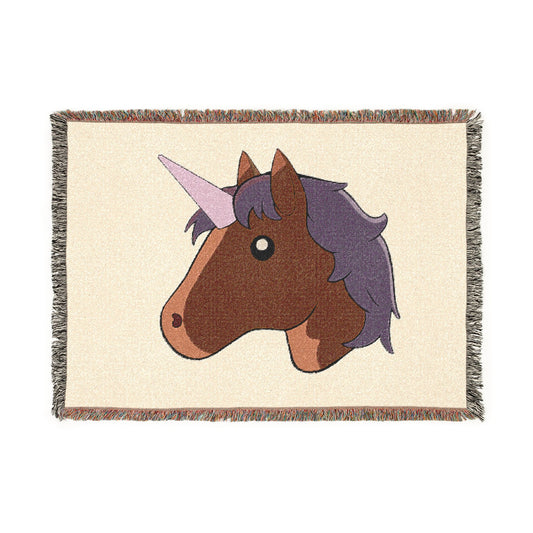 Brown Unicorn Throw Blanket — Cute Black Unicorns4everyone Woven Fringe Blanket