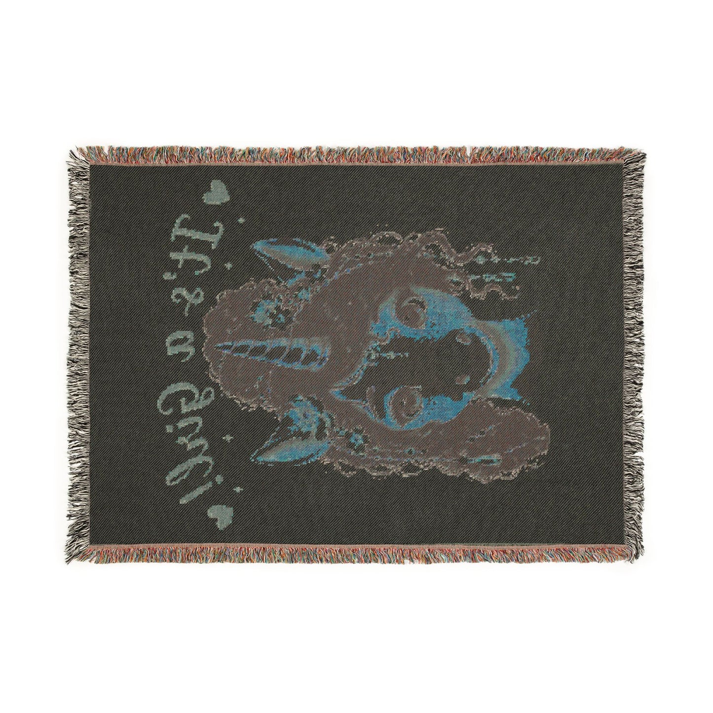 It is a girl Lotus Belle Magical Unicorn 100% Cotton Woven Throw Blanket Original Artwork Heirloom Keepsake Fringe unicorns4everyone