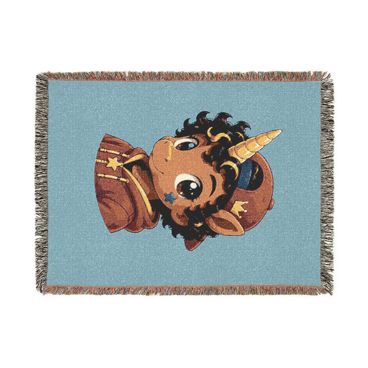 Little Rockstar Jett 100% Cotton Woven Throw Blanket Original Artwork Heirloom Keepsake Unicorns4everyone