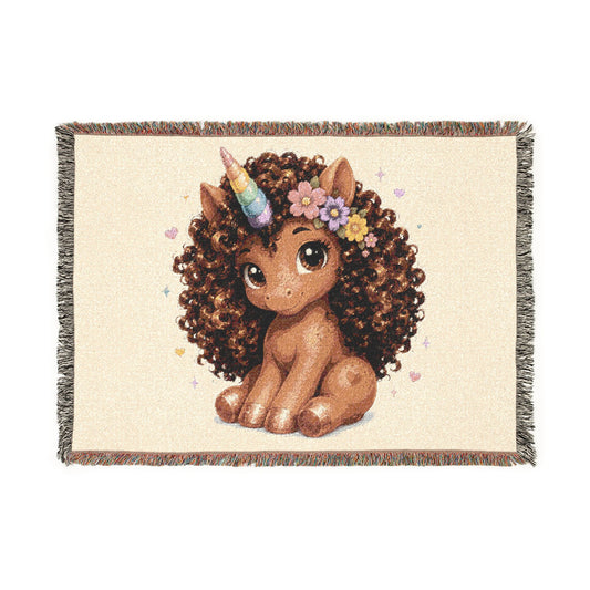Black Stallion Unicorns4everyone Throw Blanket — Cute celebrate your heritage Black Unicorn Woven Fringe Blanket
