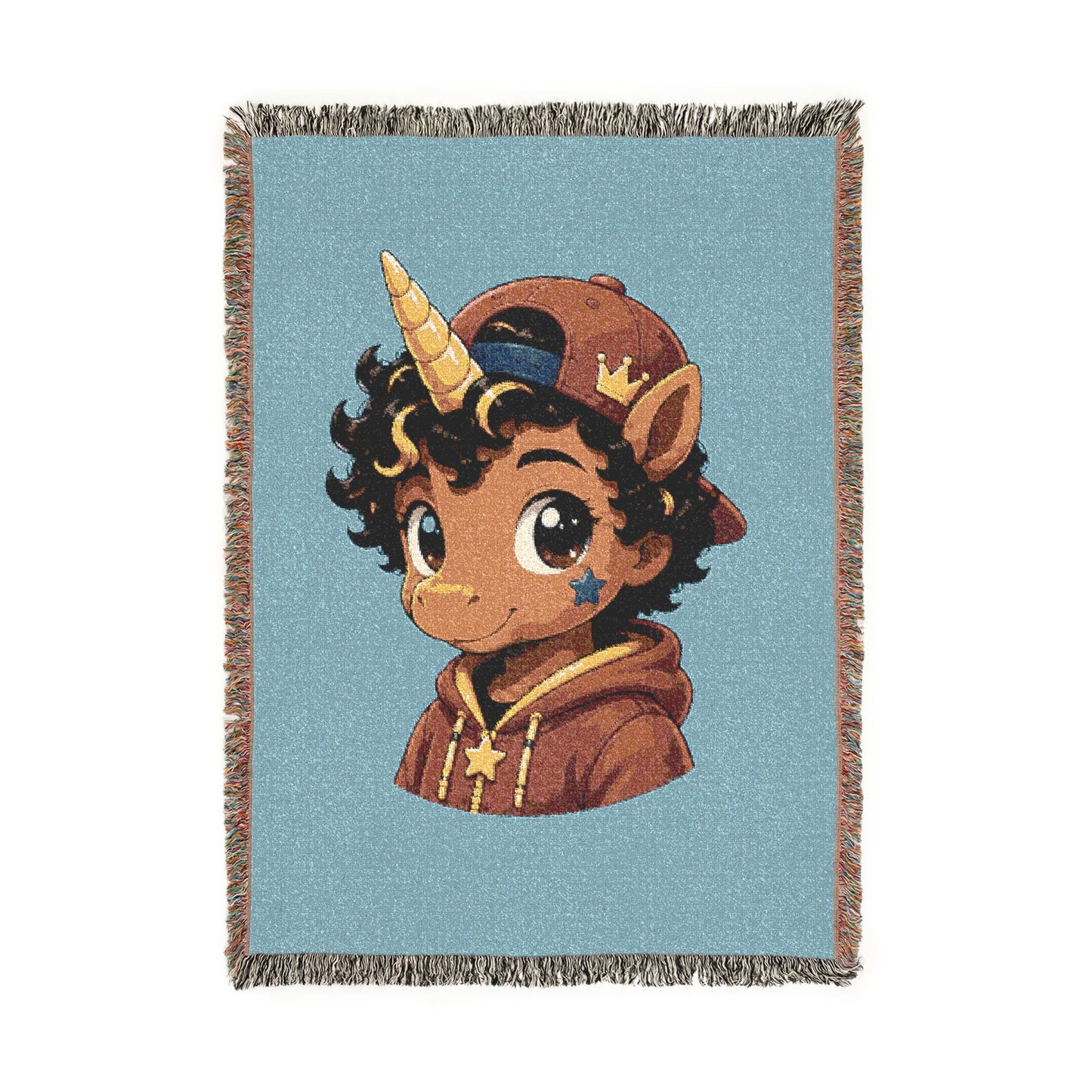 Little Rockstar Jett 100% Cotton Woven Throw Blanket Original Artwork Heirloom Keepsake Unicorns4everyone