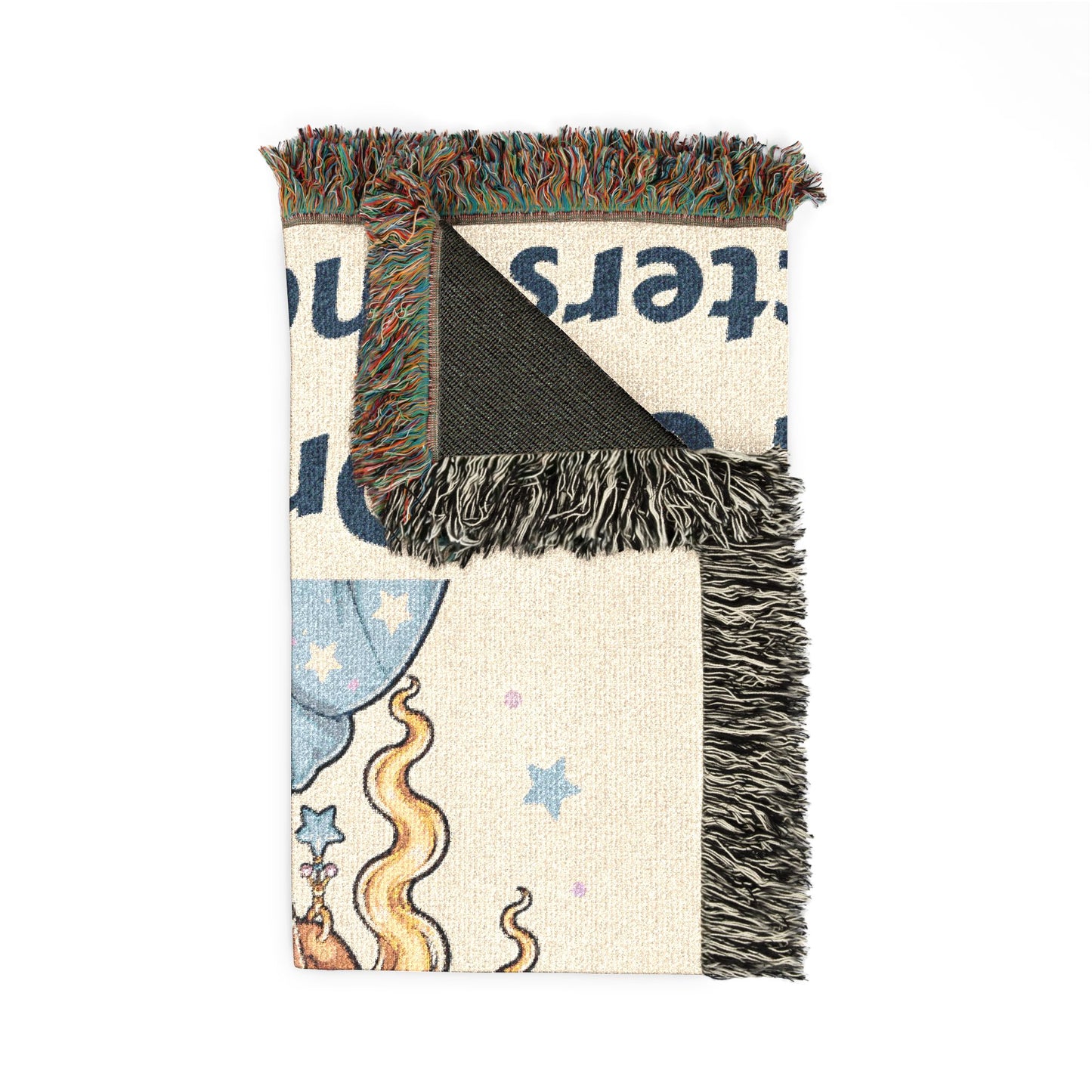 Personalized Text with One of Our Original Unicorn Characters on an Heirloom 100% Cotton Woven Throw  Keepsake