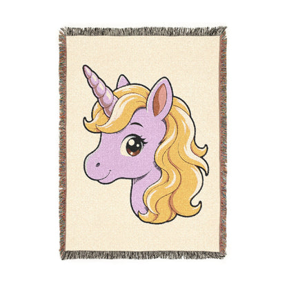 Golden Joy Magical Unicorn 100% Cotton Woven Throw Blanket Original Artwork Heirloom Keepsake 52 × 37 Fringe unicorns4everyone