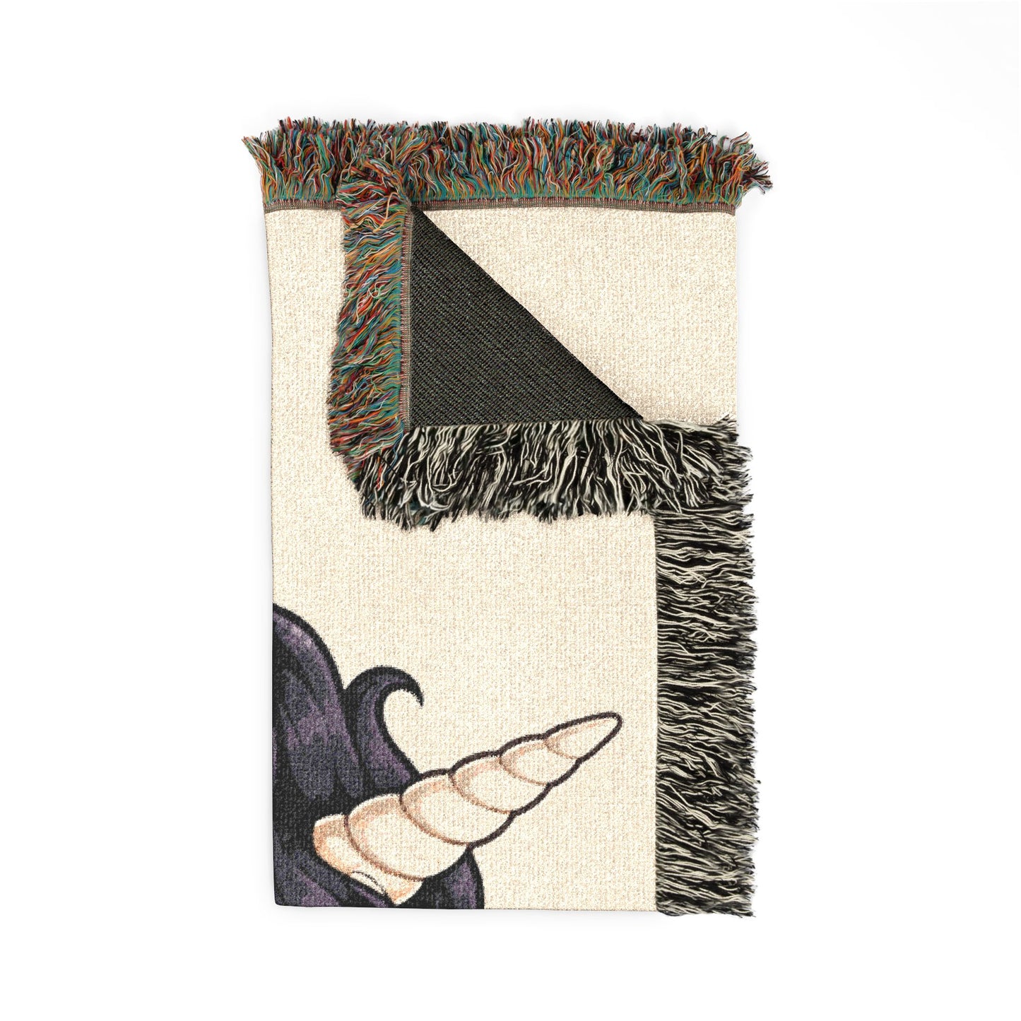 Ebony Magical Unicorns4everyone Throw Blanket — Cute Black Unicorn Woven Fringe Blanket