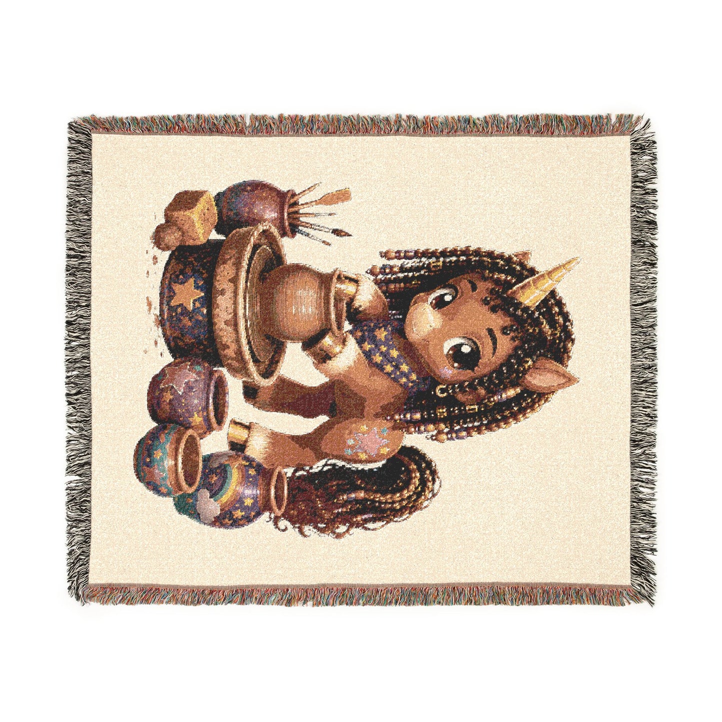 Crafting Chloe The Unicorn Potter 100% Cotton Woven Throw Blanket Original Artwork Heirloom Keepsake Unicorns4everyone