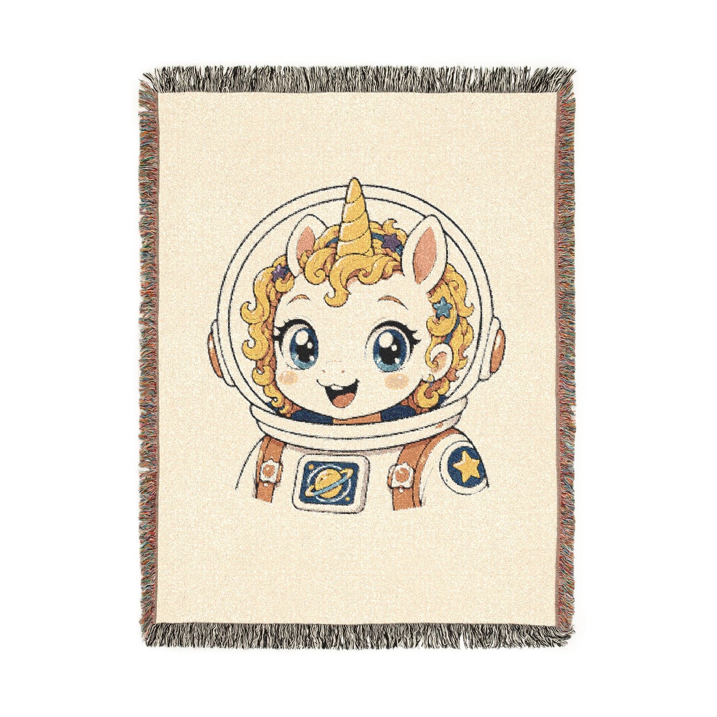 Little Astronaut Nova Unicorn 100% Cotton Woven Throw Blanket Original Artwork Heirloom Keepsake Unicorns4everyone