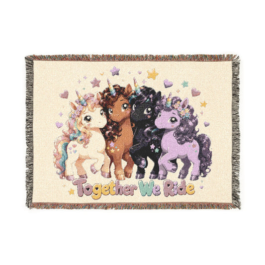 Girls club Celebrate your heritage Unicorns4everyone premium cotton Woven Fringe Blanket