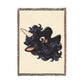 Luna Noir Uncorn 100% Cotton Woven Throw Blanket Original Artwork Heirloom Keepsake Woven Fringe Blanket unicorns4everyone