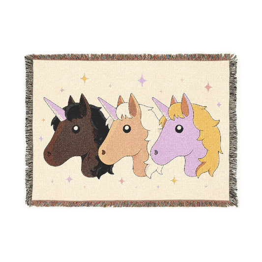 Unity Unicorns Unicorns4everyone Girls Throw Blanket — Celebrate your heritage Unicorns4everyone Woven Fringe Blanket