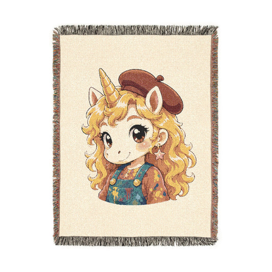 Little Painting Poppy 100% Cotton Woven Throw Blanket Original Artwork Heirloom Keepsake Unicorns4everyone