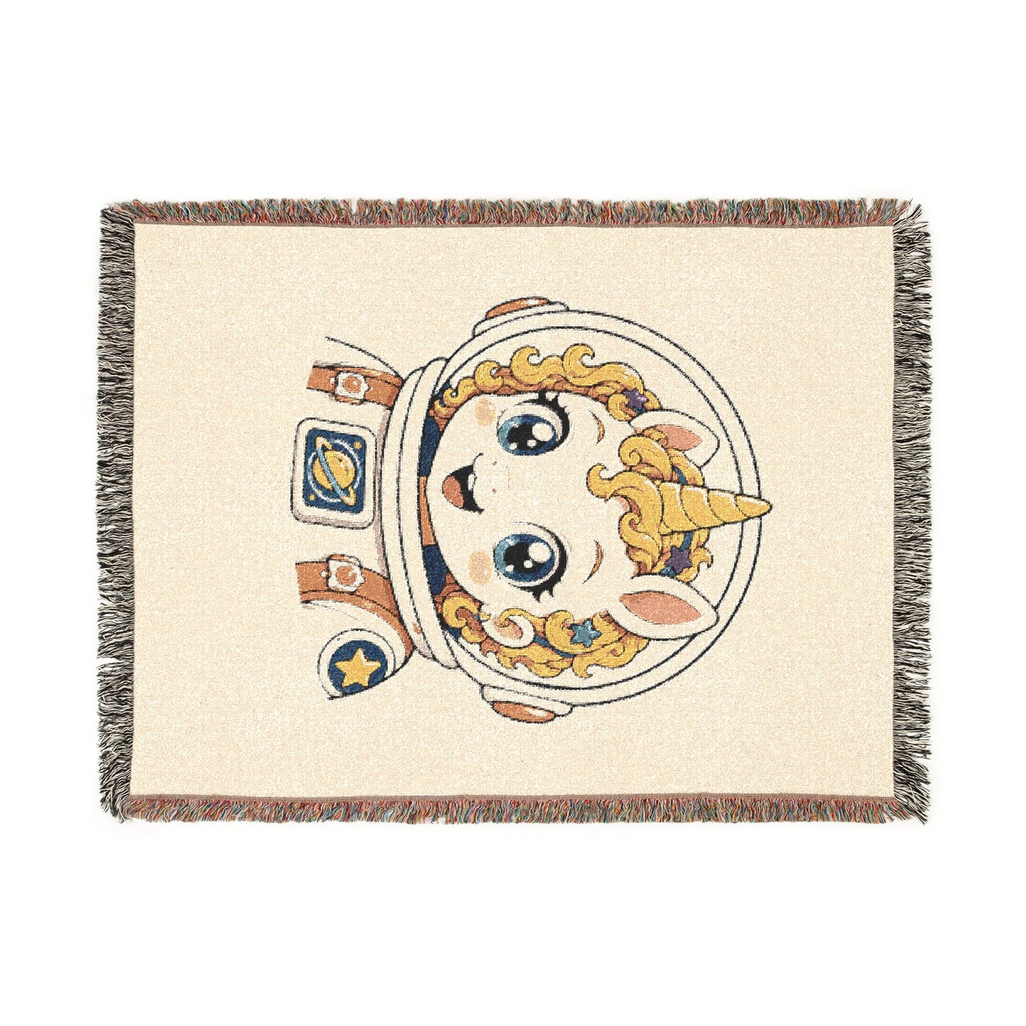 Little Astronaut Nova Unicorn 100% Cotton Woven Throw Blanket Original Artwork Heirloom Keepsake Unicorns4everyone