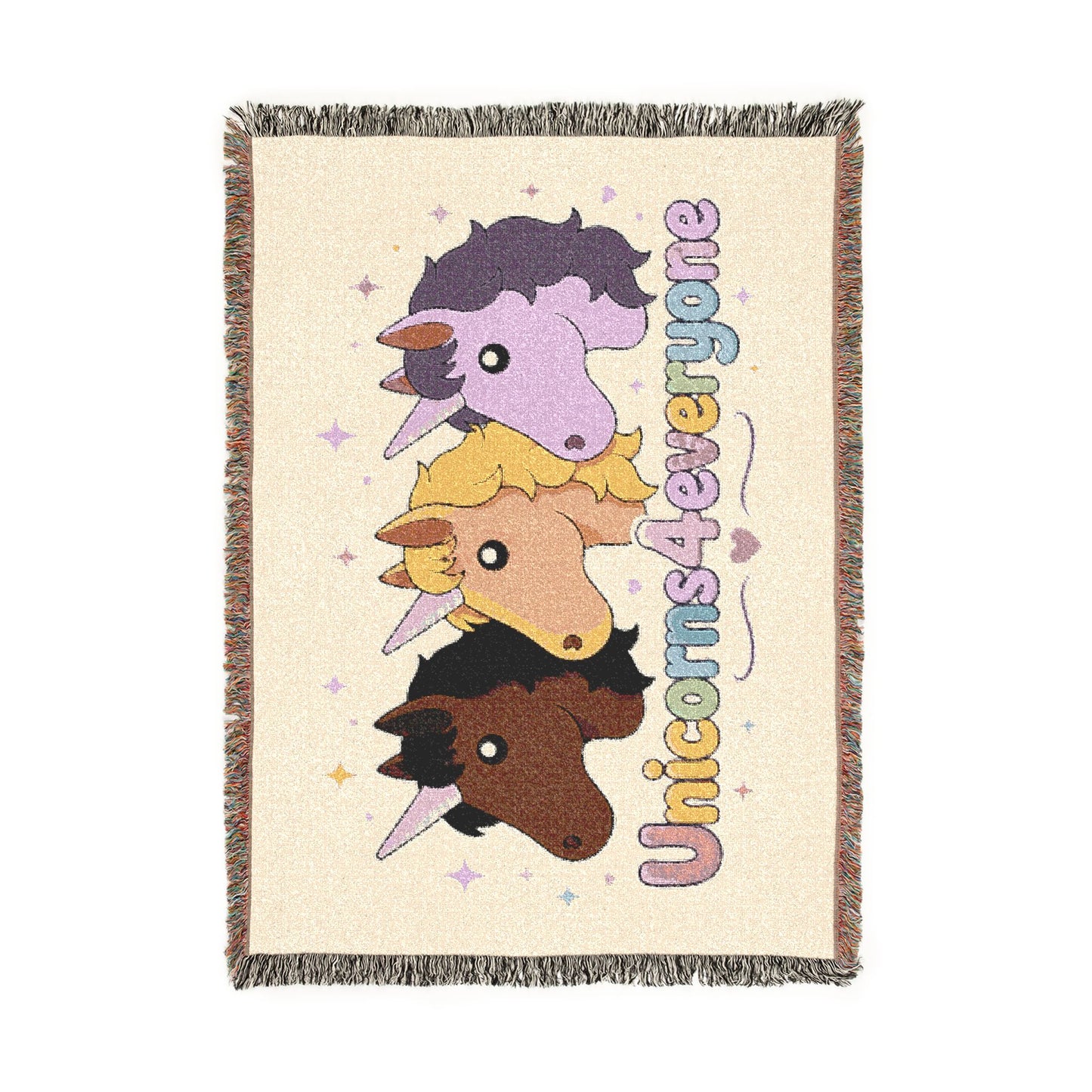 Beyond the Last Unicorn Throw Blanket — Cute Black Unicorn4everyone Woven Fringe Blanket