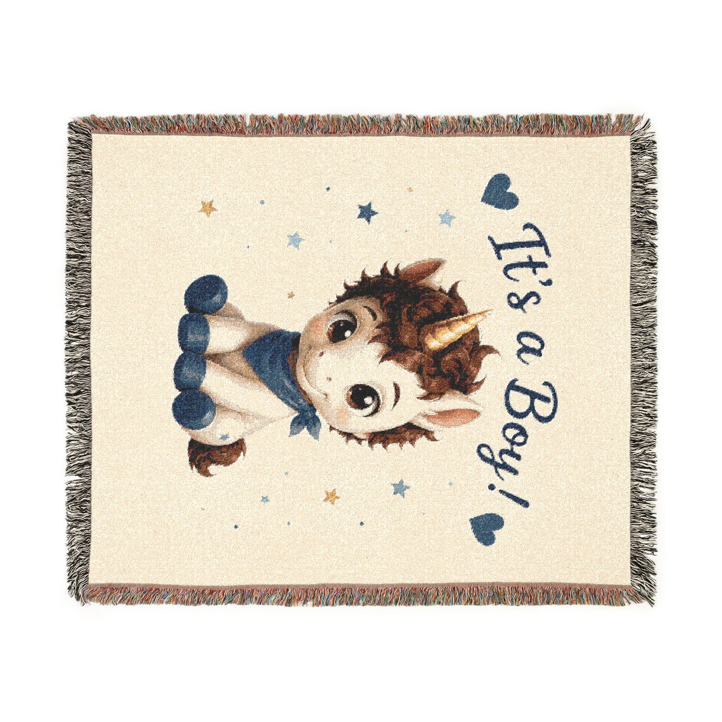 It is a boy Cool Chris Magical Unicorn 100% Cotton Woven Throw Blanket Original Artwork Heirloom Keepsake Fringe unicorns4everyone