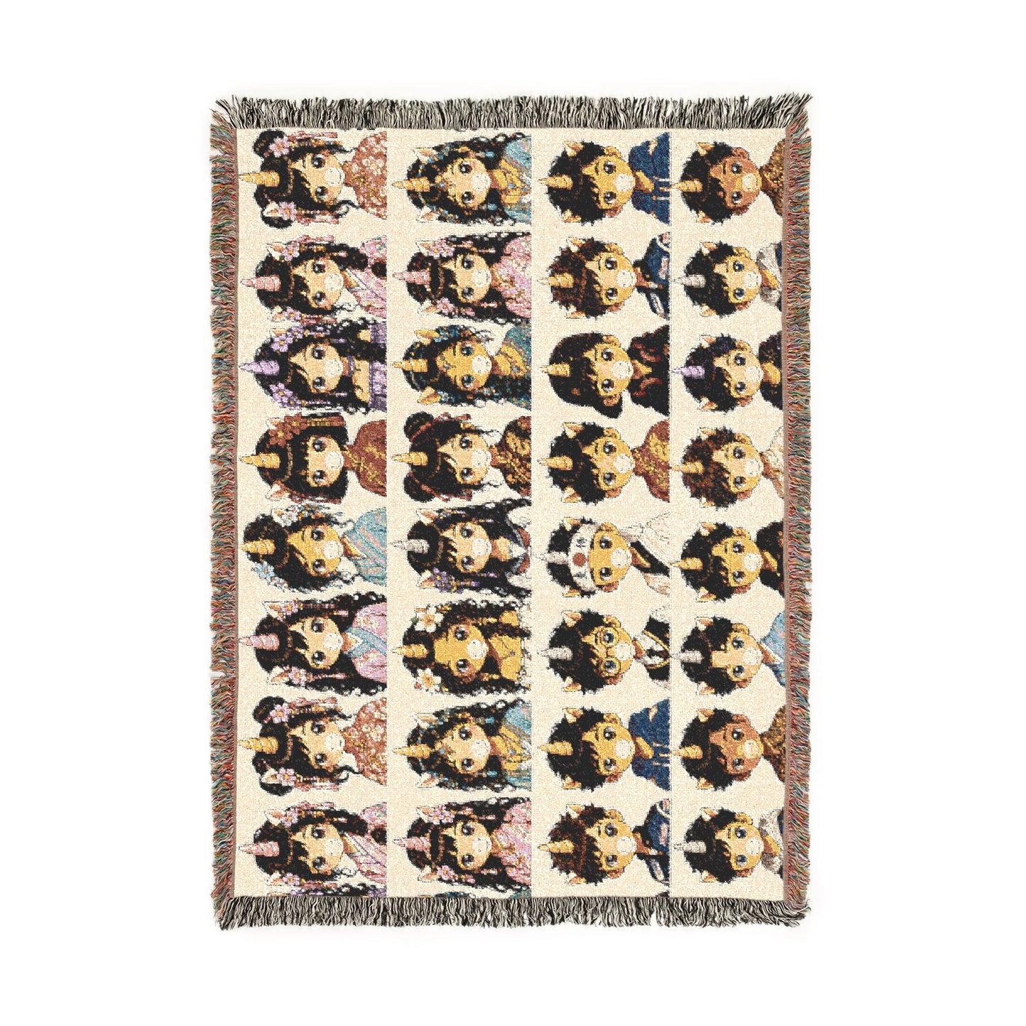World Traveler East Asia Unicorn Crew 100% Cotton Woven Throw Original Artwork Heirloom Keepsake