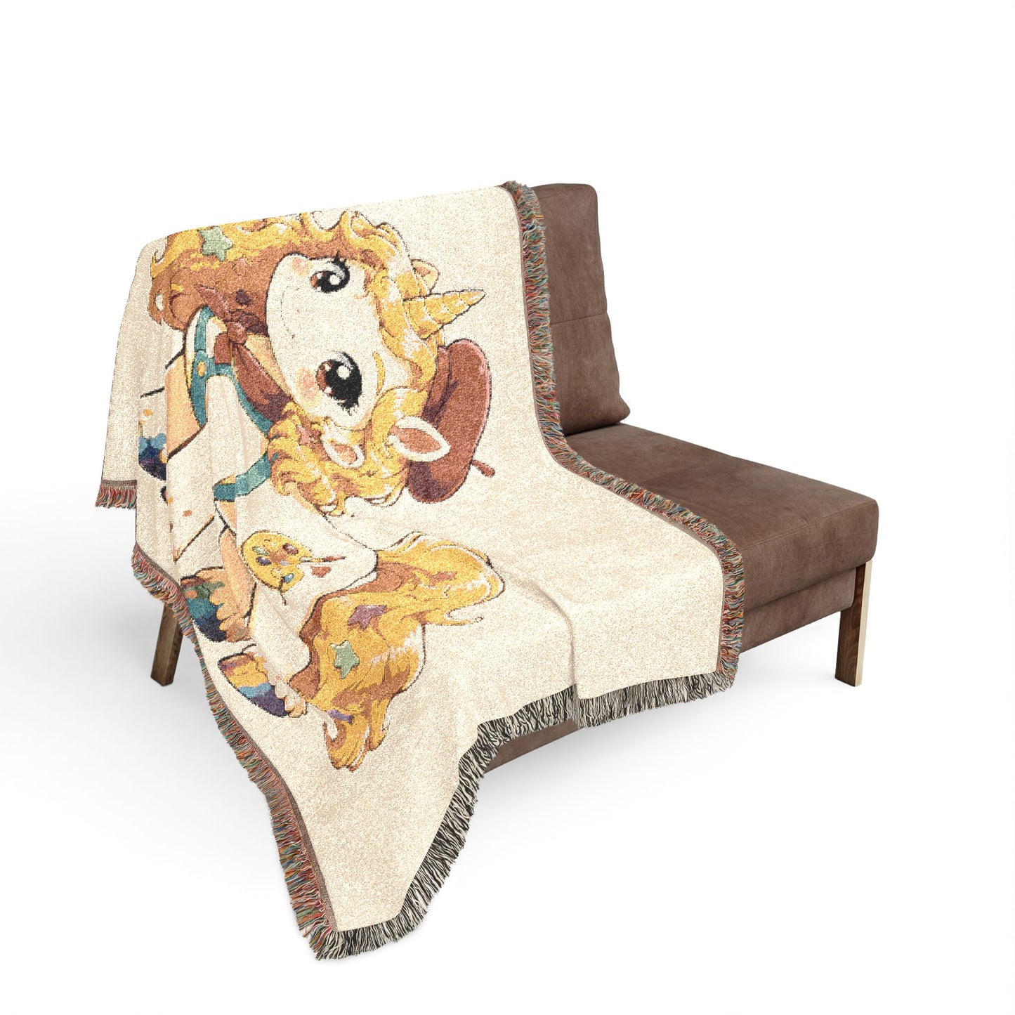 Poppy the Painting Unicorn 100% Cotton Woven Throw Blanket Original Artwork Heirloom Keepsake Unicorns4everyone