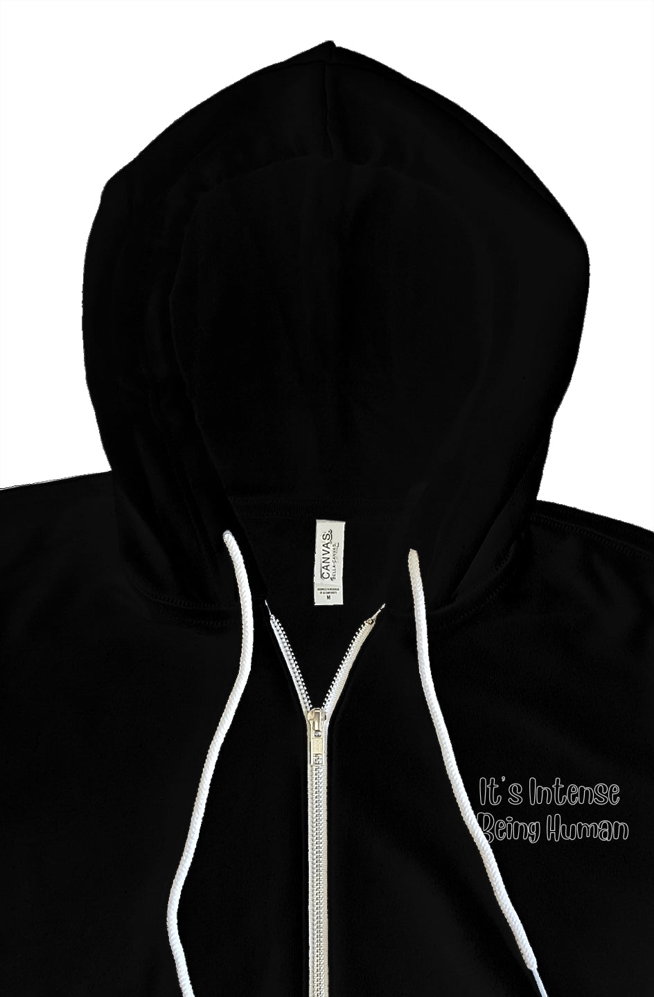intense being human embrodery black zip hoody