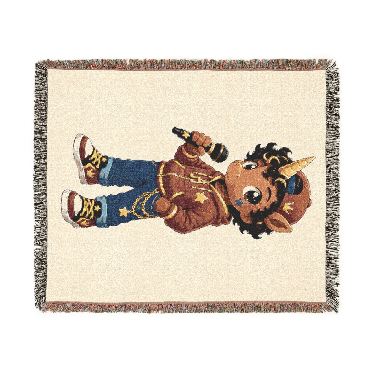 Jett The Rockstar Unicorn 100% Cotton Woven Throw Blanket Original Artwork Heirloom Keepsake Unicorns4everyone