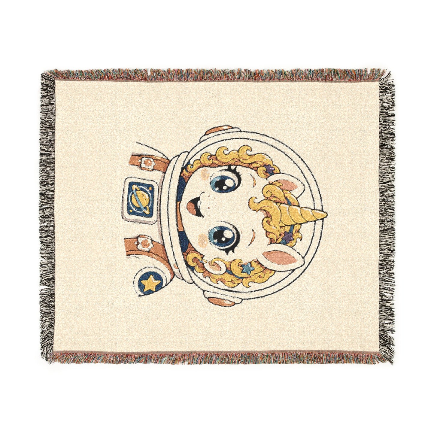 Little Astronaut Nova Unicorn 100% Cotton Woven Throw Blanket Original Artwork Heirloom Keepsake Unicorns4everyone