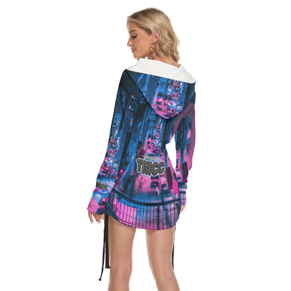 Metropolitan Glow Women's Off-One-shoulder Hoodie Dress With Waist Shirring by Premium Thicc