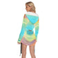 Flying Over the Rainbow Women's Off-One-shoulder Hoodie Dress With Waist Shirring by Premium Thicc