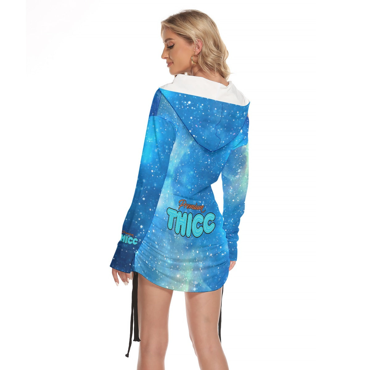 Shining Curiosity Women's Off-One-shoulder Hoodie Dress With Waist Shirring by Premium Thicc