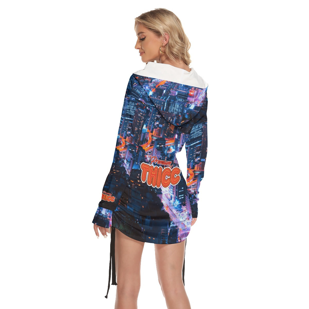 Cruising the City Women's Off-One-shoulder Hoodie Dress With Waist Shirring by Premium Thicc