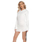 Polar White Off-One-shoulder Hoodie Dress With Waist Shirring by Premium Thicc