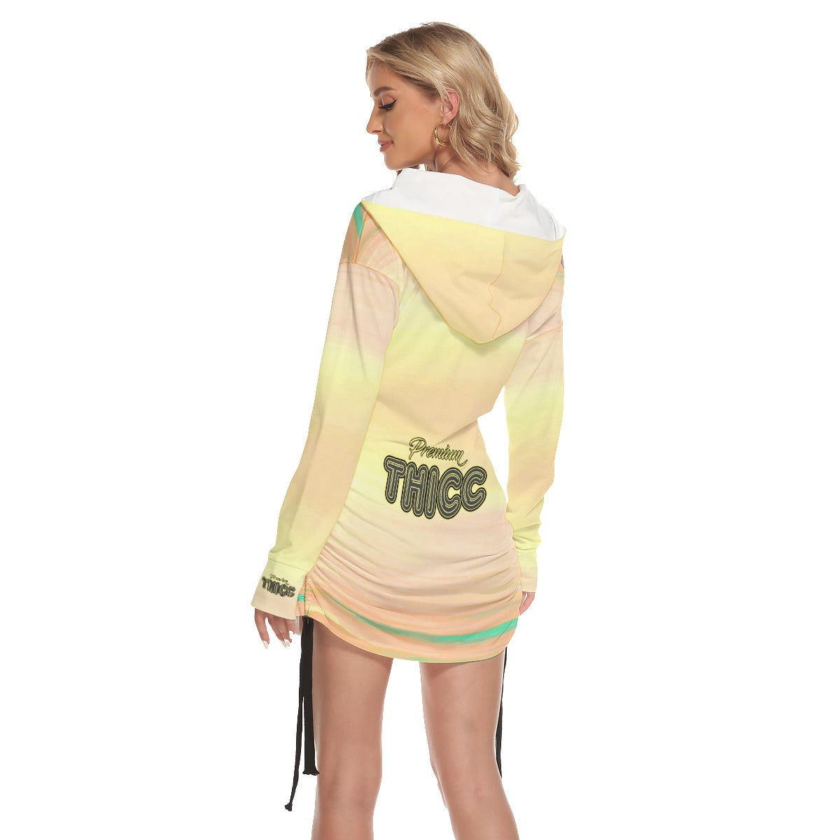 Awake at Sunrise Women's Off-One-shoulder Hoodie Dress With Waist Shirring by Premium Thicc