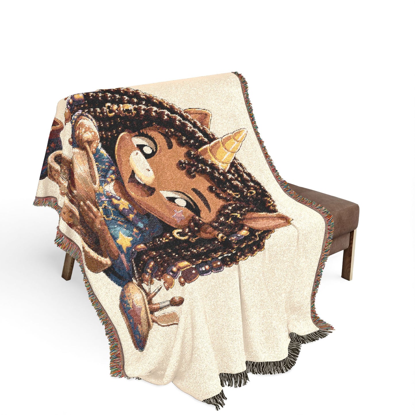 Little Crafting Chloe 100% Cotton Woven Throw Blanket Original Artwork Heirloom Keepsake Unicorns4everyone