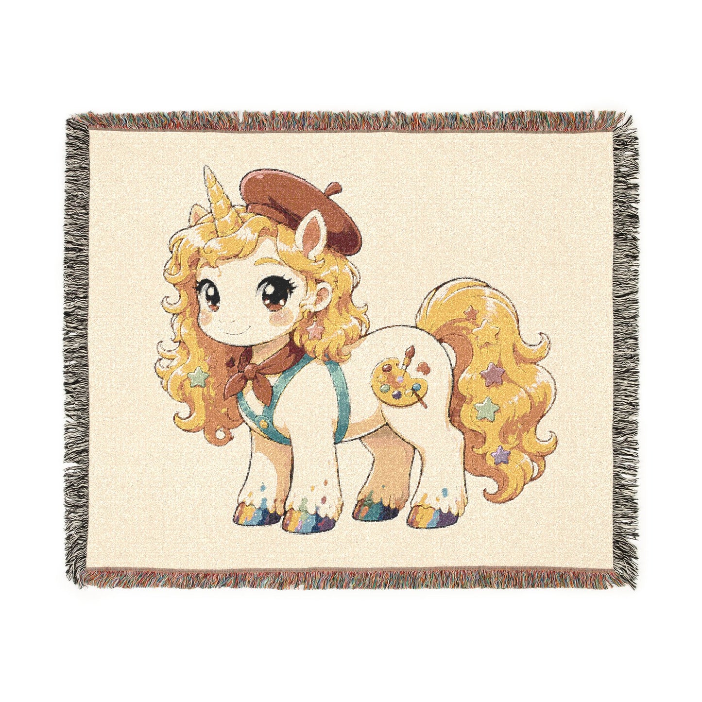 Poppy the Painting Unicorn 100% Cotton Woven Throw Blanket Original Artwork Heirloom Keepsake Unicorns4everyone