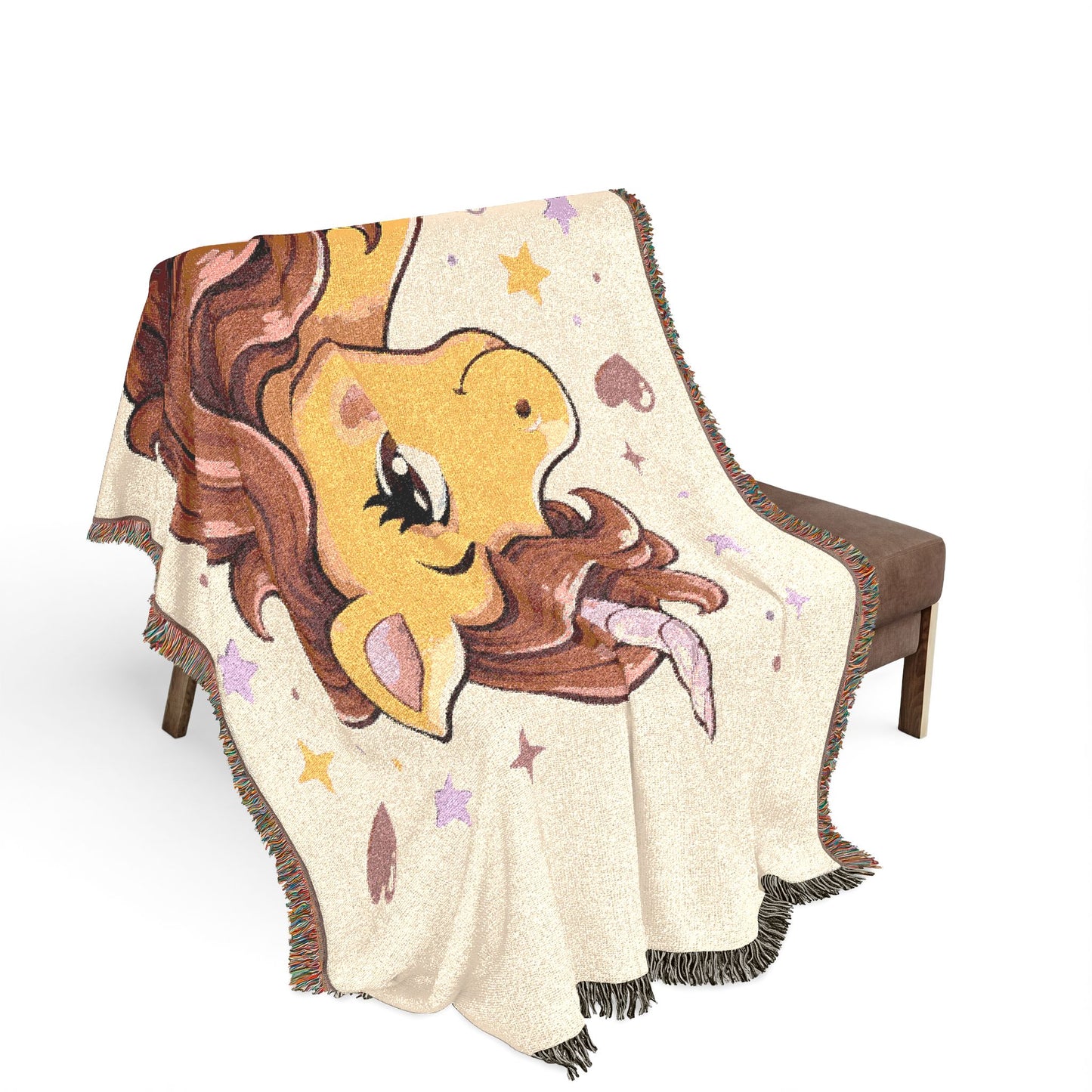 Auburn Golden Unicorn 100% Cotton Woven Throw Blanket Original Artwork Heirloom Keepsake Woven Fringe Blanket