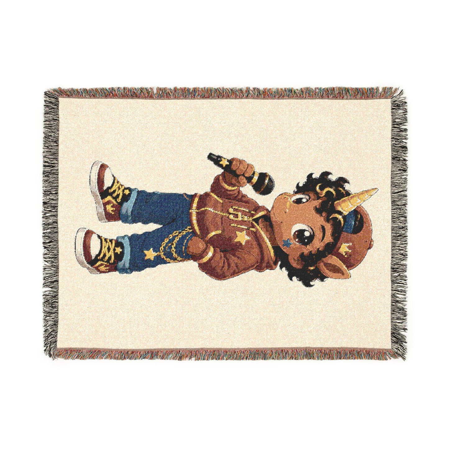 Jett The Rockstar Unicorn 100% Cotton Woven Throw Blanket Original Artwork Heirloom Keepsake Unicorns4everyone