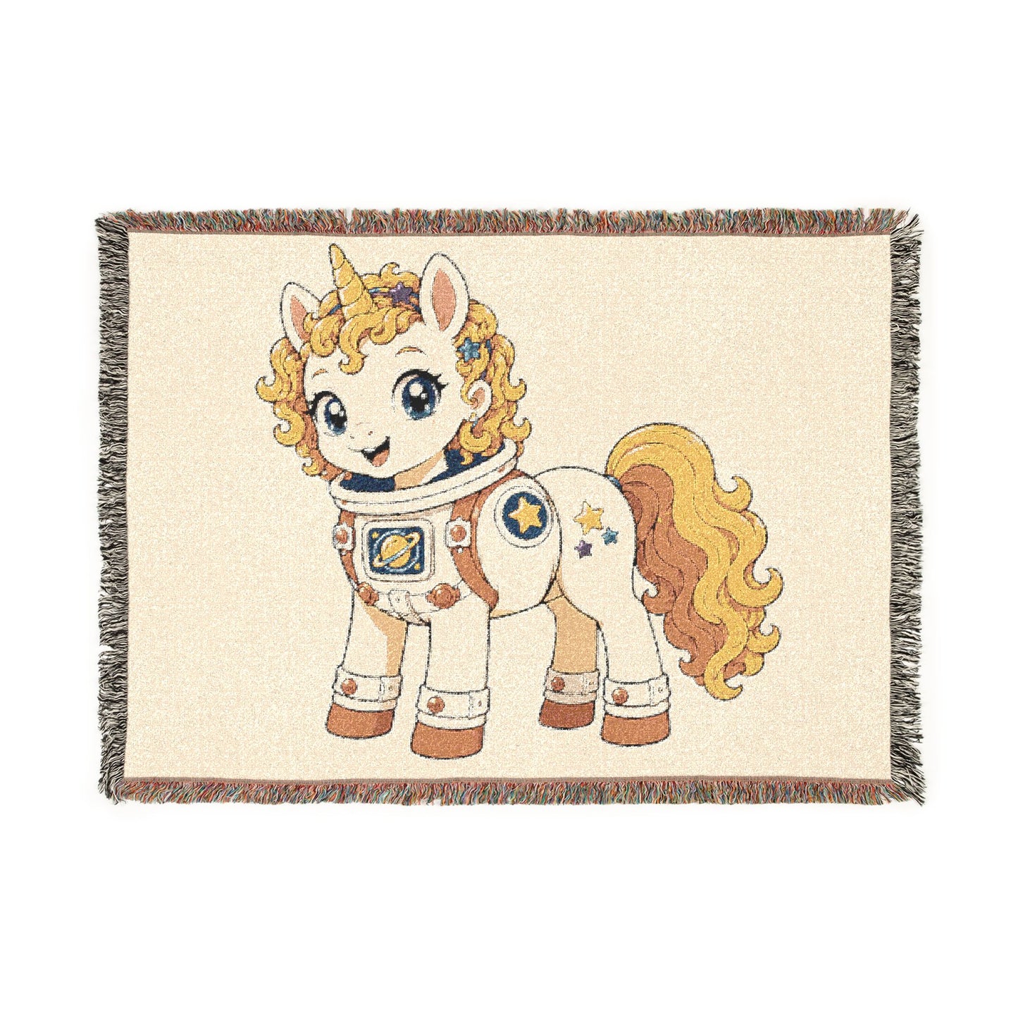 Astronaut Nova Starwhirl the Space Explorer Unicorn 100% Cotton Woven Throw Blanket Original Artwork Heirloom Keepsake Unicorns4everyone