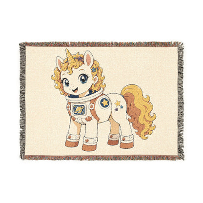 Astronaut Nova Starwhirl the Space Explorer Unicorn 100% Cotton Woven Throw Blanket Original Artwork Heirloom Keepsake Unicorns4everyone