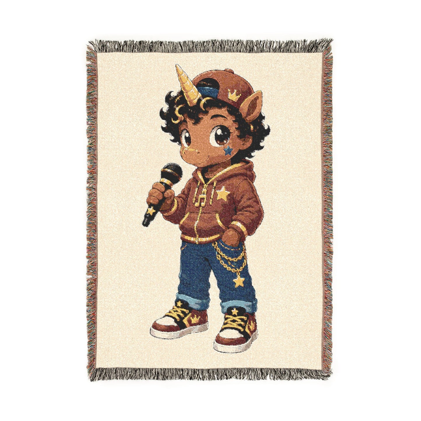 Jett The Rockstar Unicorn 100% Cotton Woven Throw Blanket Original Artwork Heirloom Keepsake Unicorns4everyone