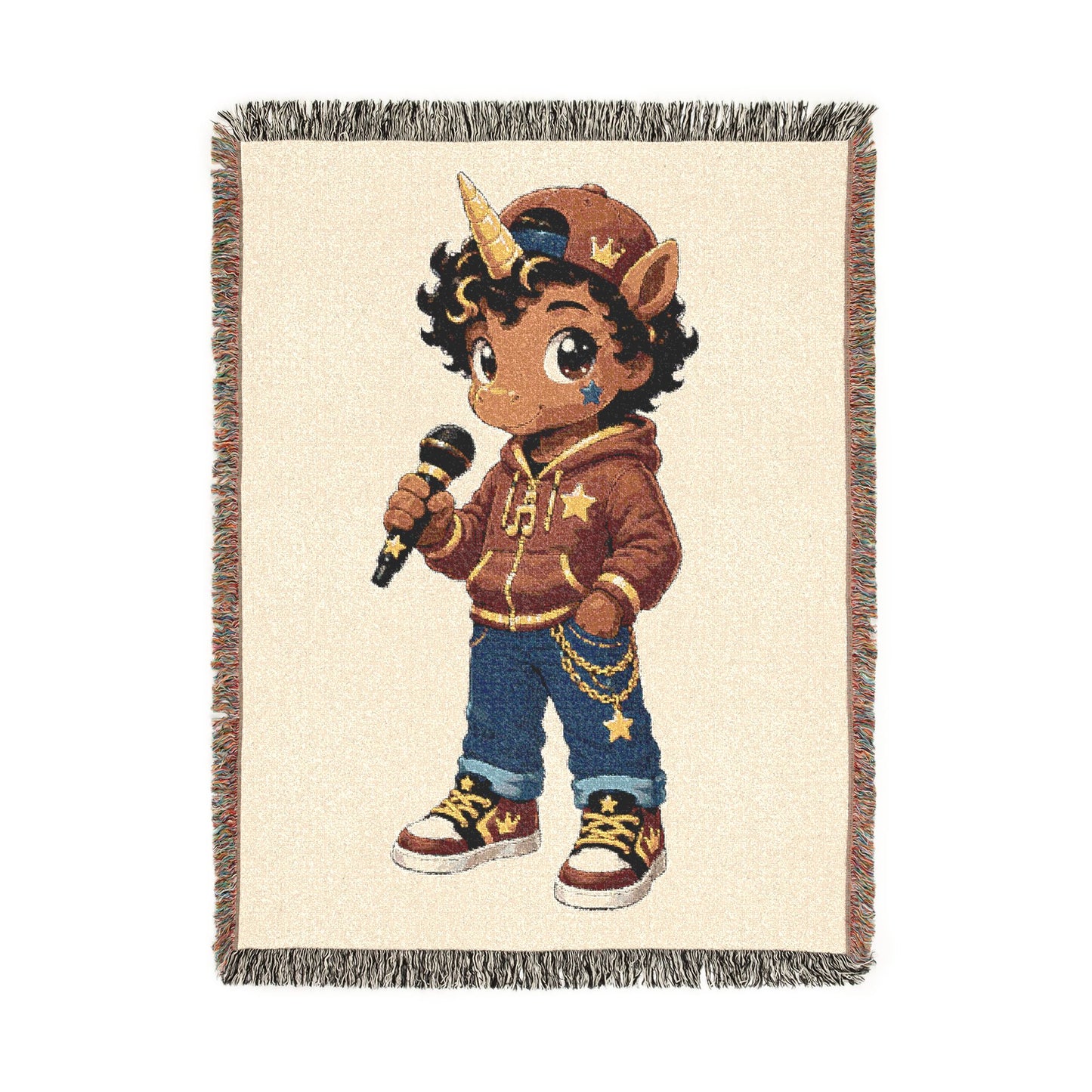 Jett The Rockstar Unicorn 100% Cotton Woven Throw Blanket Original Artwork Heirloom Keepsake Unicorns4everyone