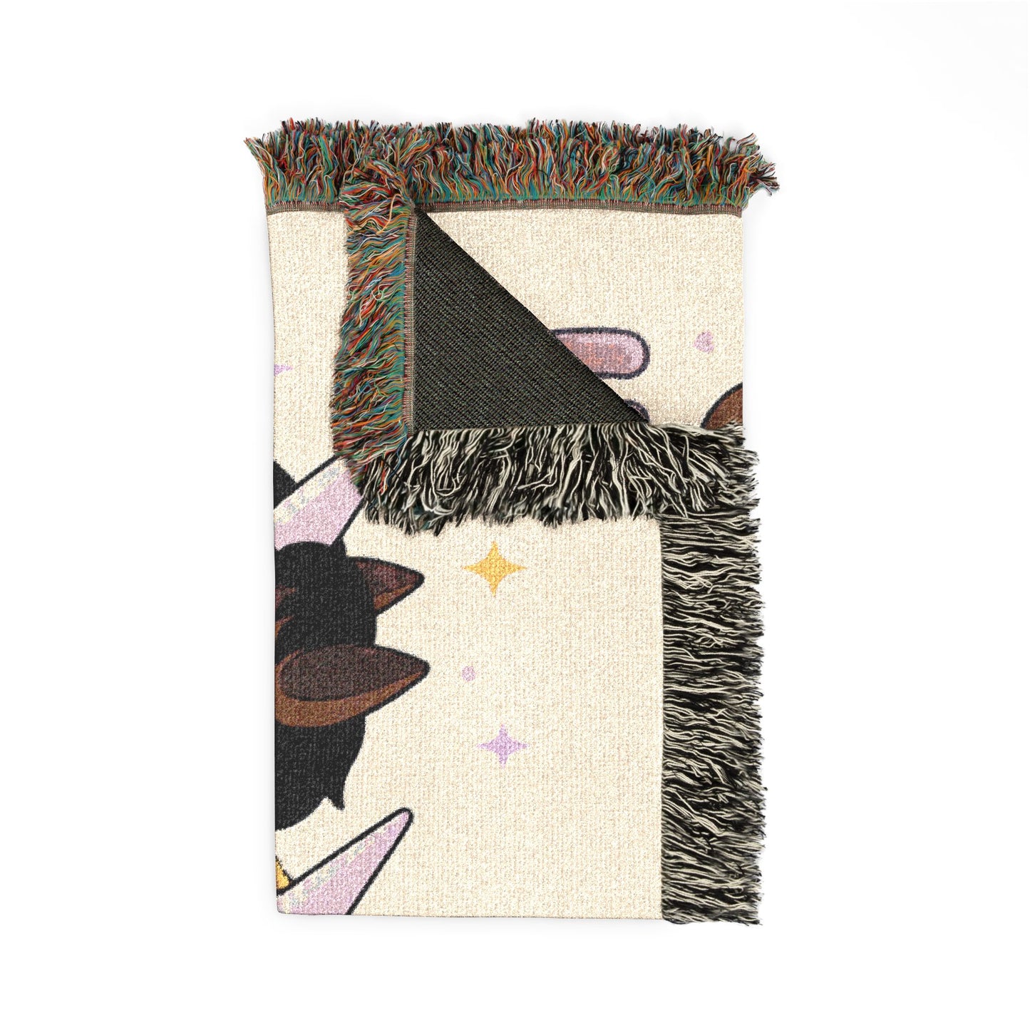 Beyond the Last Unicorn Throw Blanket — Cute Black Unicorn4everyone Woven Fringe Blanket