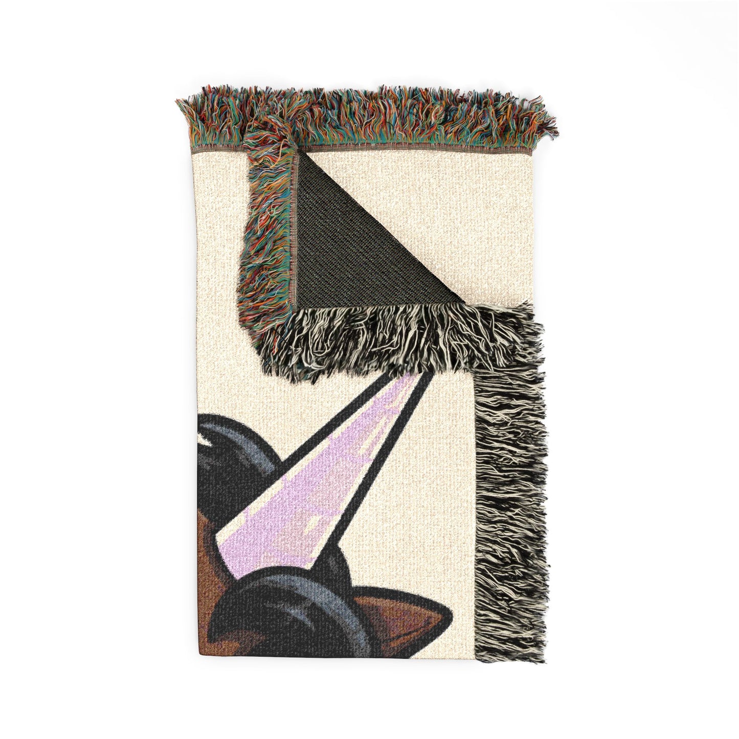 Cocoa Comet. Unicorn 100% Cotton Woven Throw Blanket Original Artwork Heirloom Keepsake Woven Fringe Blanket